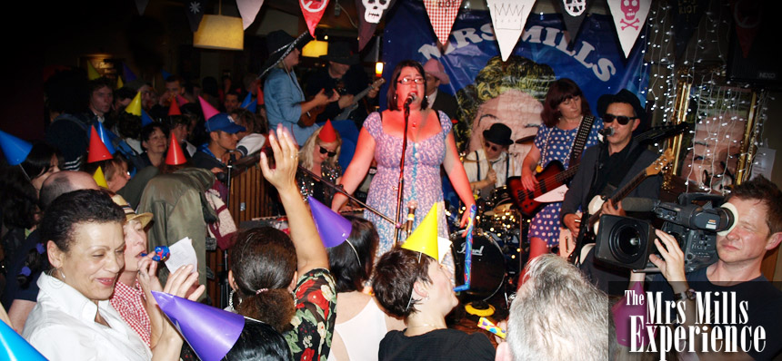 The Mrs Mills Experience, a London based tribute band Mrs Gladys Mills, pianist extraordinaire